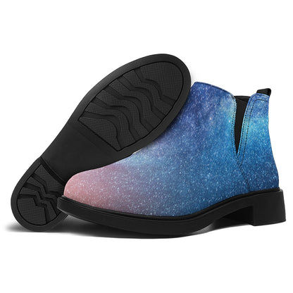 Night Sky Milky Way Print Flat Ankle Boots