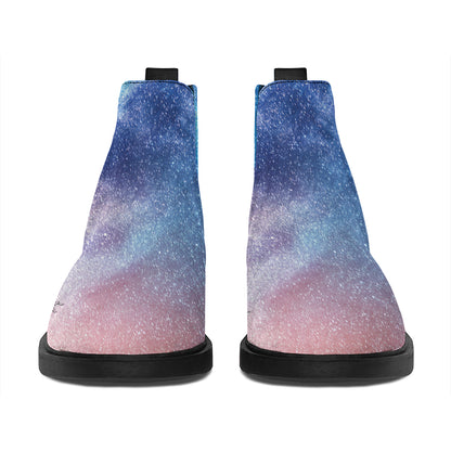Night Sky Milky Way Print Flat Ankle Boots