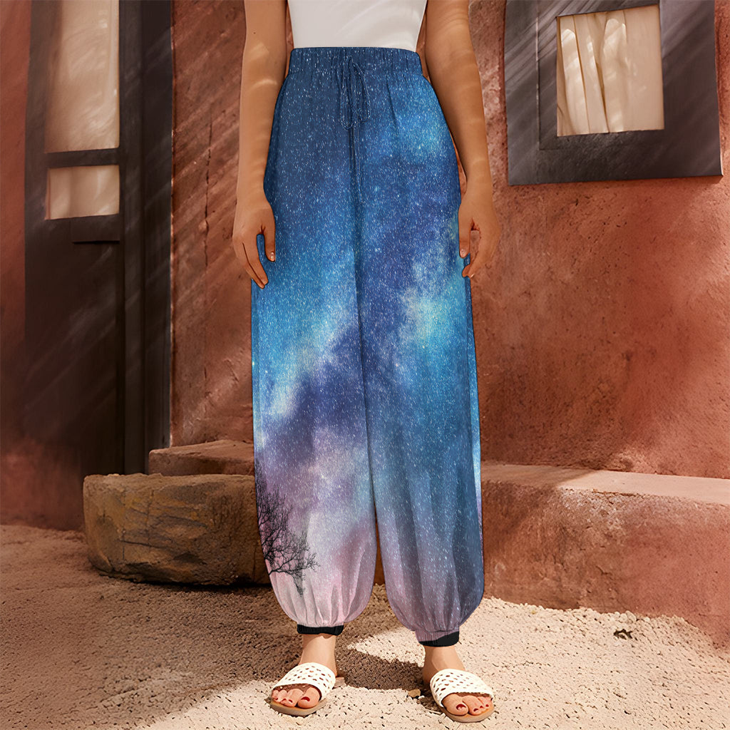 Night Sky Milky Way Print Harem Pants