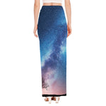Night Sky Milky Way Print High Slit Maxi Skirt