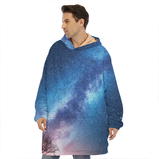 Night Sky Milky Way Print Hoodie Blanket