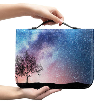 Night Sky Milky Way Print Leather Bible Cover