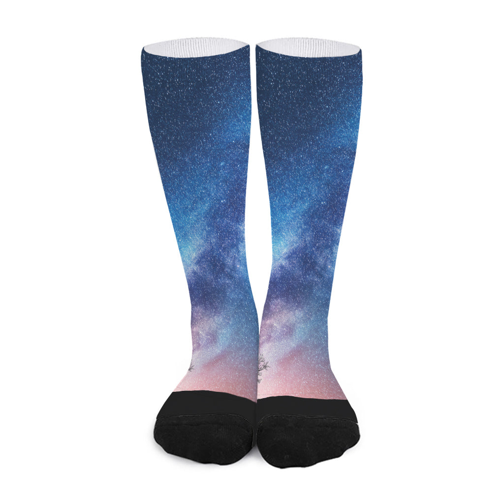 Night Sky Milky Way Print Long Socks