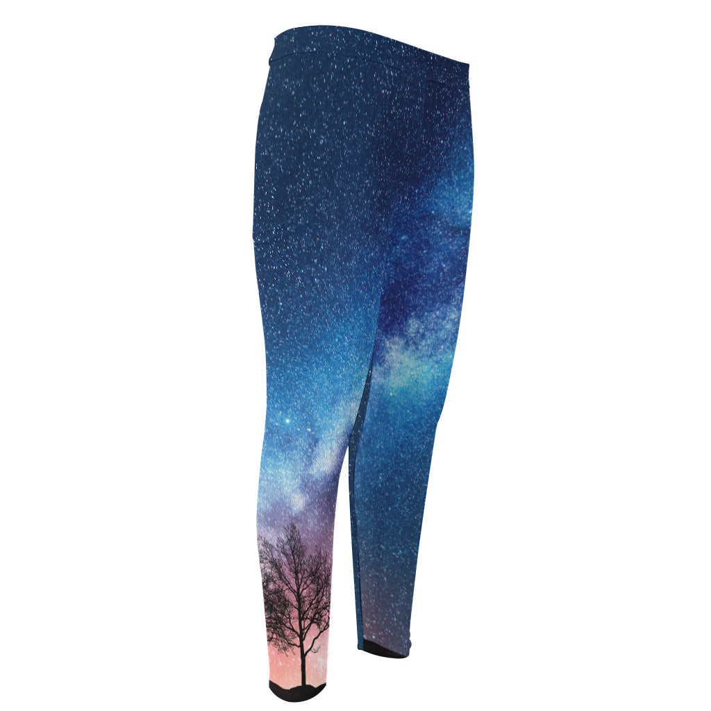 Night Sky Milky Way Print Men's Compression Pants