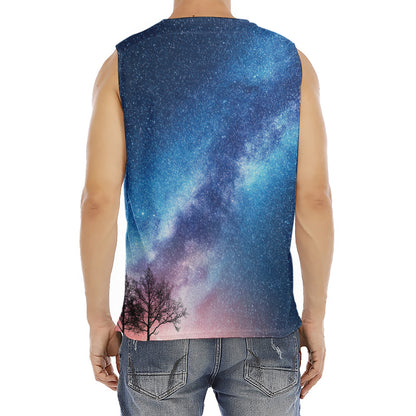 Night Sky Milky Way Print Men's Fitness Tank Top