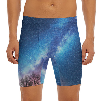 Night Sky Milky Way Print Men's Long Boxer Briefs