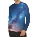 Night Sky Milky Way Print Men's Long Sleeve Rash Guard