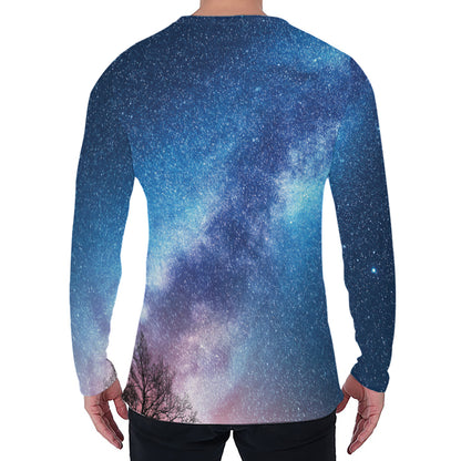 Night Sky Milky Way Print Men's Long Sleeve T-Shirt