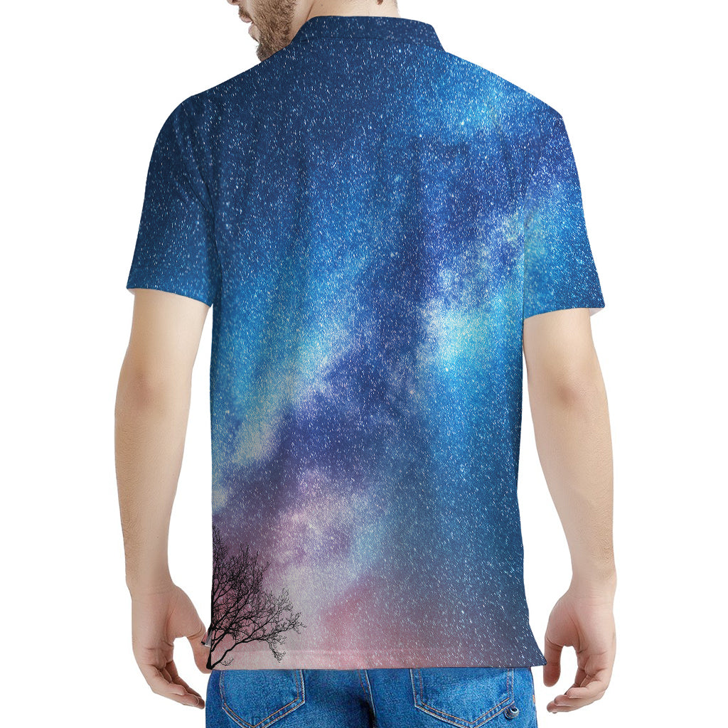Night Sky Milky Way Print Men's Polo Shirt