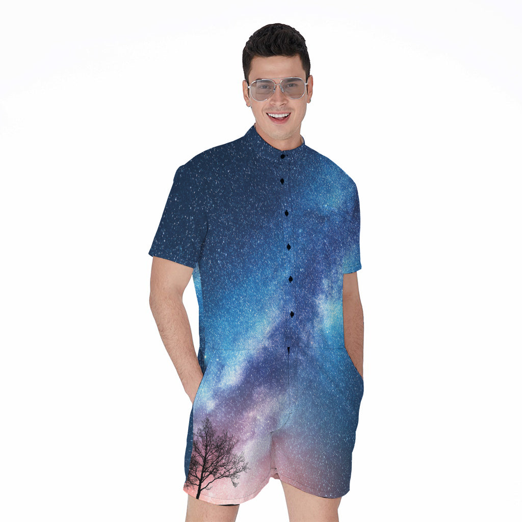 Night Sky Milky Way Print Men's Rompers