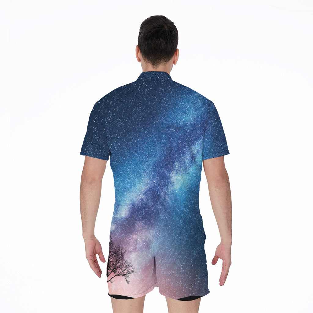 Night Sky Milky Way Print Men's Rompers