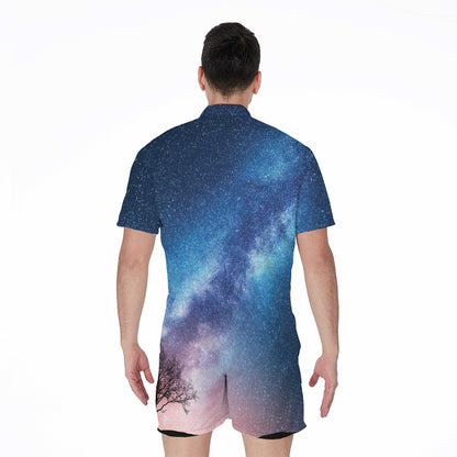 Night Sky Milky Way Print Men's Rompers