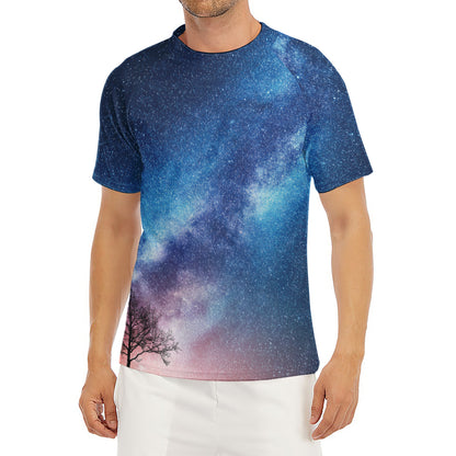 Night Sky Milky Way Print Men's Short Sleeve Rash Guard