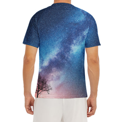 Night Sky Milky Way Print Men's Short Sleeve Rash Guard