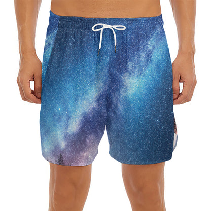 Night Sky Milky Way Print Men's Split Running Shorts