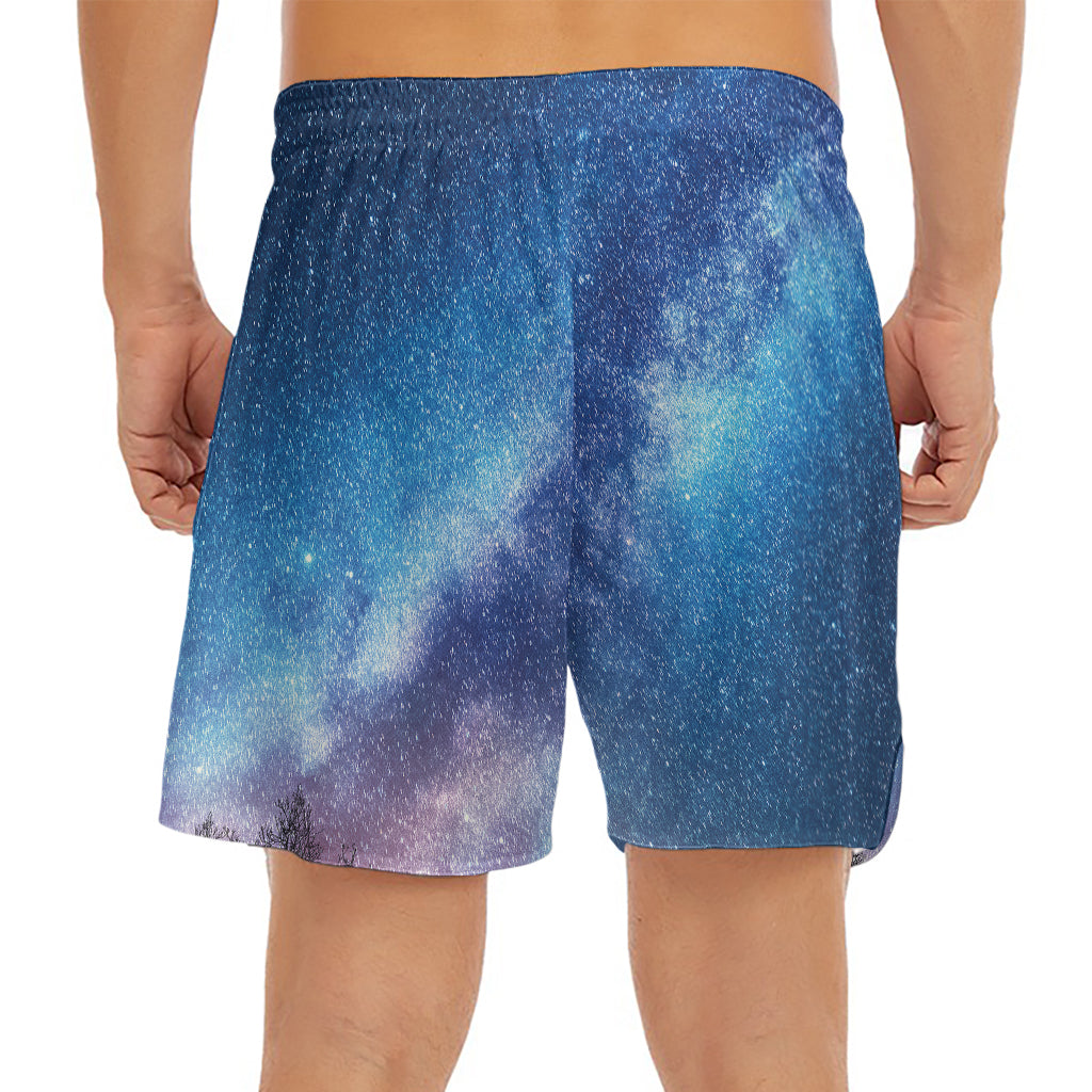 Night Sky Milky Way Print Men's Split Running Shorts