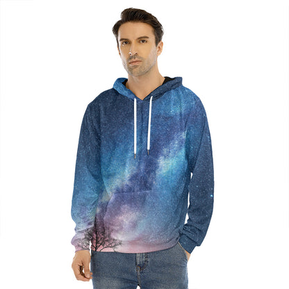 Night Sky Milky Way Print Men's Velvet Pullover Hoodie