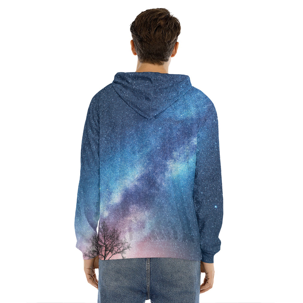 Night Sky Milky Way Print Men's Velvet Pullover Hoodie