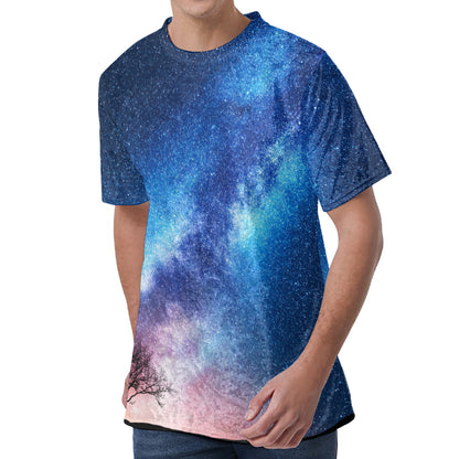Night Sky Milky Way Print Men's Velvet T-Shirt