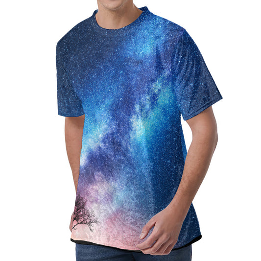 Night Sky Milky Way Print Men's Velvet T-Shirt