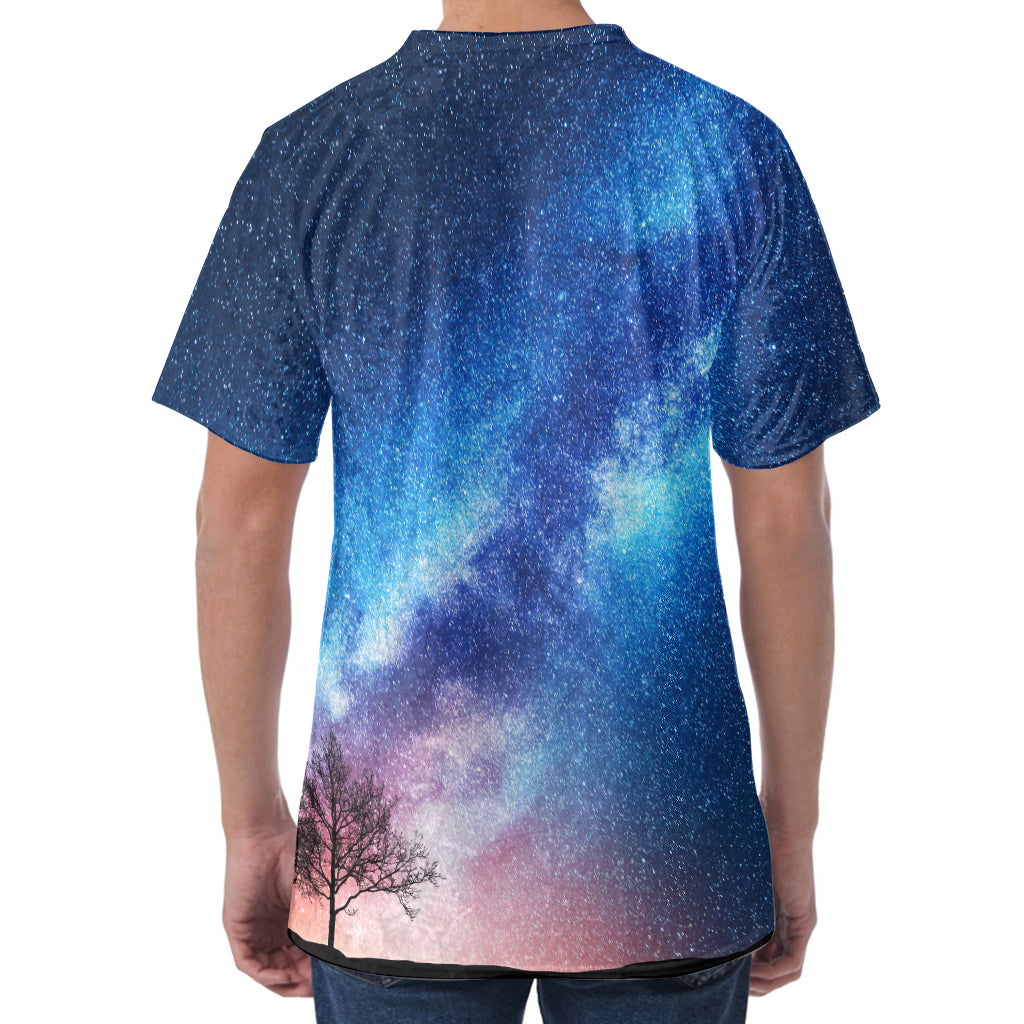 Night Sky Milky Way Print Men's Velvet T-Shirt
