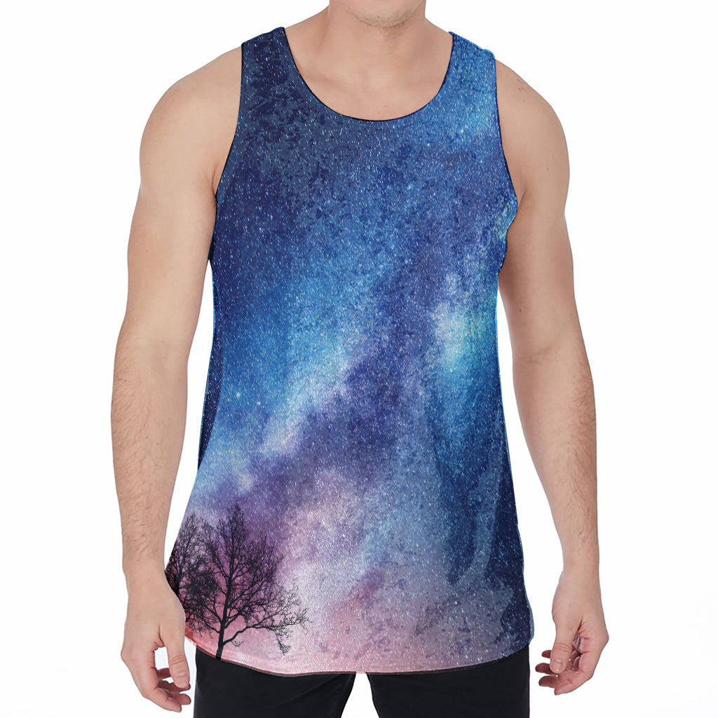 Night Sky Milky Way Print Men's Velvet Tank Top
