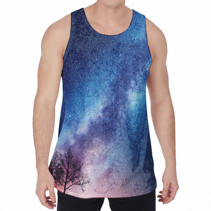 Night Sky Milky Way Print Men's Velvet Tank Top