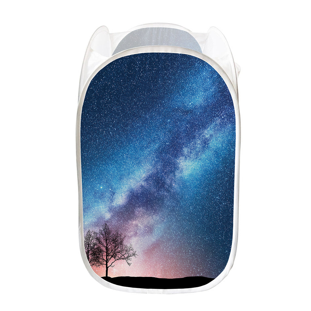Night Sky Milky Way Print Mesh Laundry Hamper