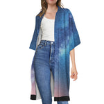 Night Sky Milky Way Print Open Front Beach Cover Up