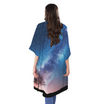 Night Sky Milky Way Print Open Front Beach Cover Up