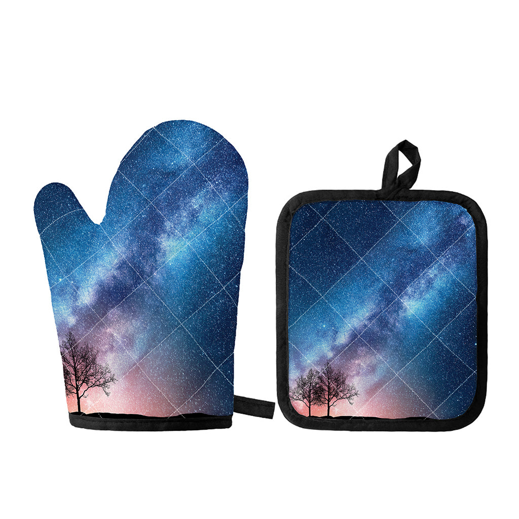 Night Sky Milky Way Print Oven Mitt And Pot Holder Set