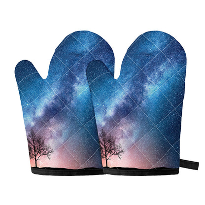 Night Sky Milky Way Print Oven Mitts