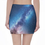 Night Sky Milky Way Print Pencil Mini Skirt