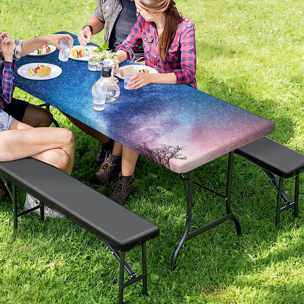 Night Sky Milky Way Print Picnic Table Cover