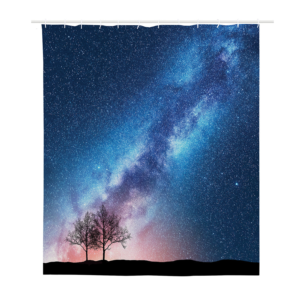 Night Sky Milky Way Print Polyester Shower Curtain
