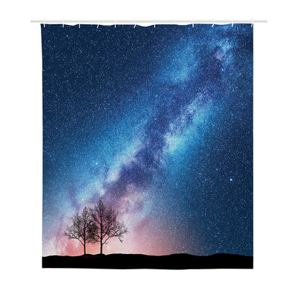 Night Sky Milky Way Print Polyester Shower Curtain