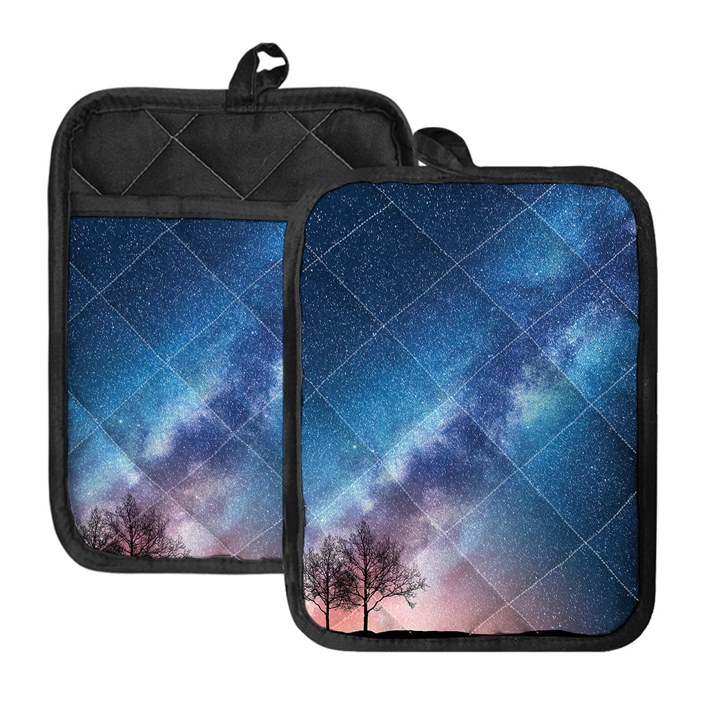 Night Sky Milky Way Print Pot Holders With Pocket