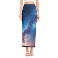 Night Sky Milky Way Print Side Slit Maxi Skirt