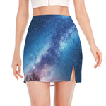 Night Sky Milky Way Print Side Slit Mini Skirt