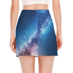 Night Sky Milky Way Print Side Slit Mini Skirt