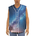 Night Sky Milky Way Print Sleeveless Baseball Jersey