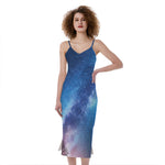 Night Sky Milky Way Print Slim Fit Midi Cami Dress