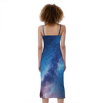 Night Sky Milky Way Print Slim Fit Midi Cami Dress