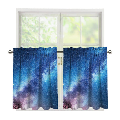 Night Sky Milky Way Print Tier Curtains