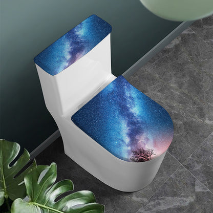 Night Sky Milky Way Print Toilet Lid And Tank Cover Set