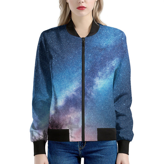 Night Sky Milky Way Print Women's Bomber Jacket