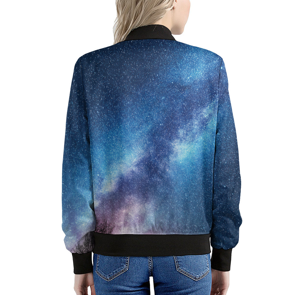 Night Sky Milky Way Print Women's Bomber Jacket