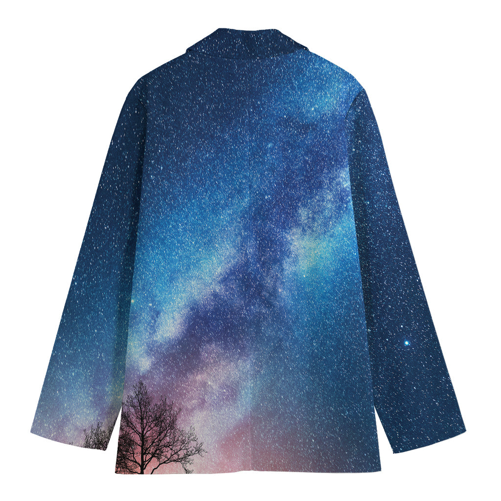 Night Sky Milky Way Print Women's Cotton Blazer