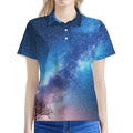 Night Sky Milky Way Print Women's Polo Shirt