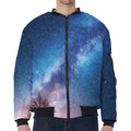 Night Sky Milky Way Print Zip Sleeve Bomber Jacket